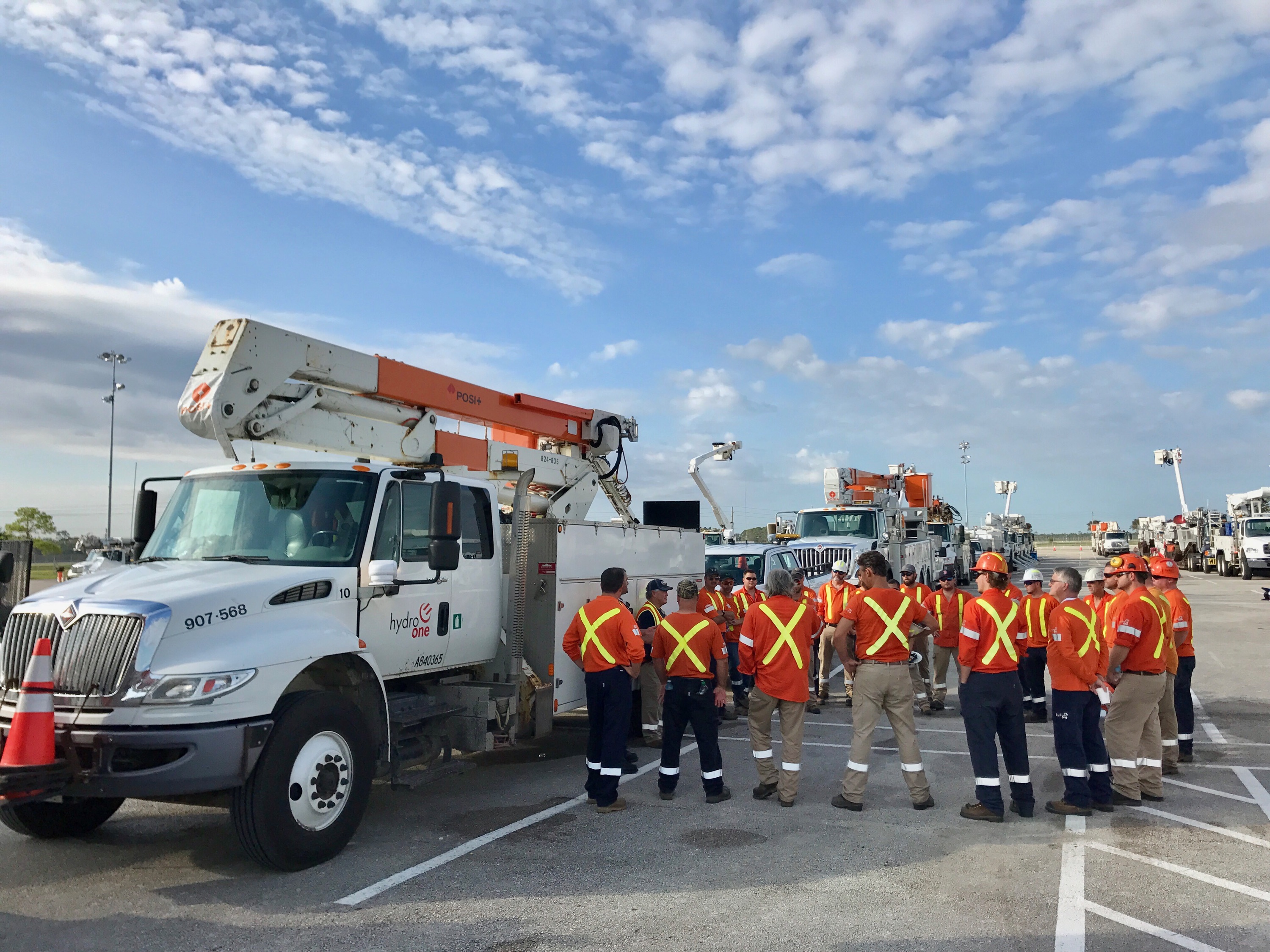 image of Hydro One crews preparing to go to Florida after Hurricane Irma